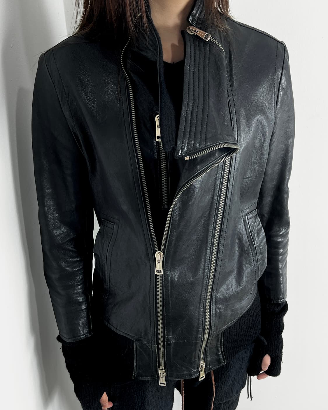 DBSS COWL NECK 2 ZIPPER SHEEP SKIN LEATH 상품이미지3