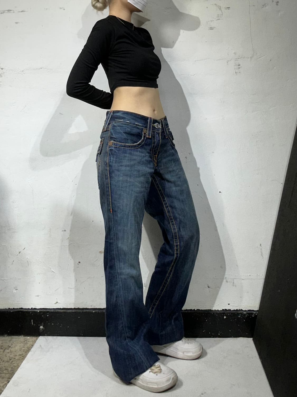 트루 릴리전 진청 부츠컷 플레어진 와이드 데님 팬츠 상품이미지2