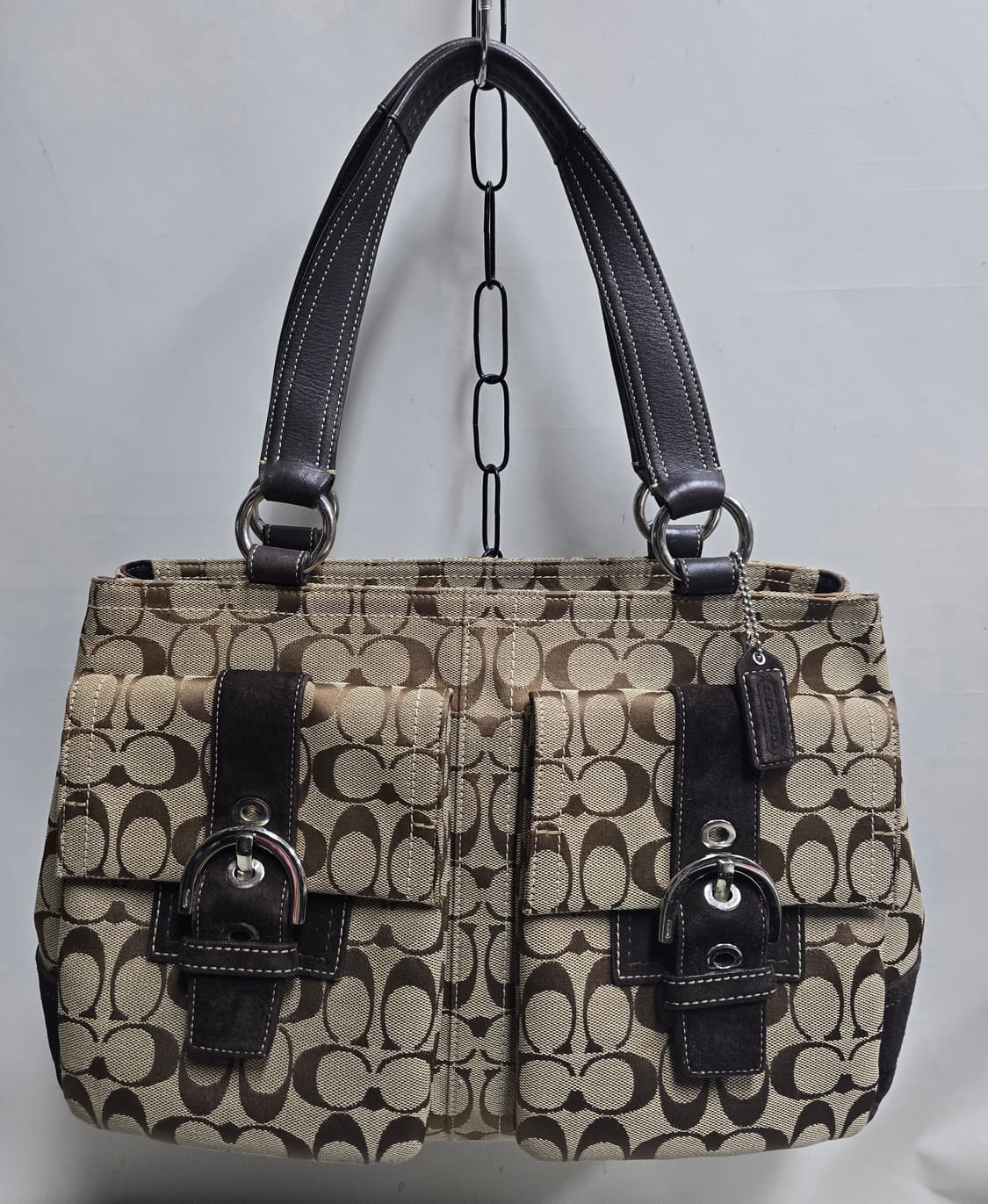 코치 자가드. 스웨이드 숄더백(보부상백) 상품이미지1