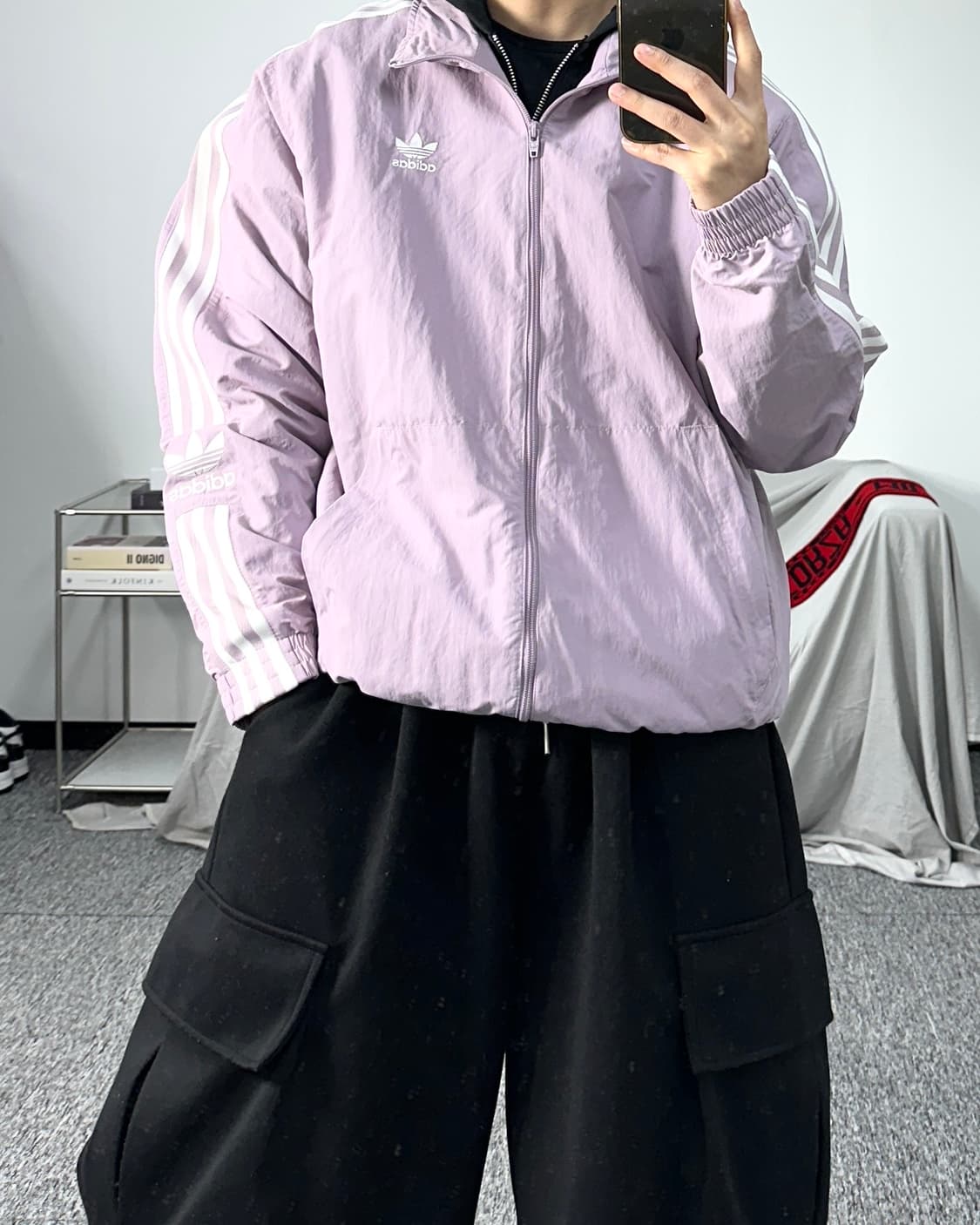 아디다스 라벤더 우븐 트랙탑 바람막이 M 상품이미지3