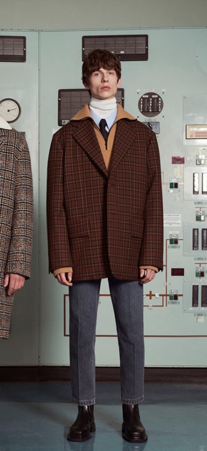 솔리드옴므 오버핏 체크 블레이저 (S193CJ15329D) 상품이미지1