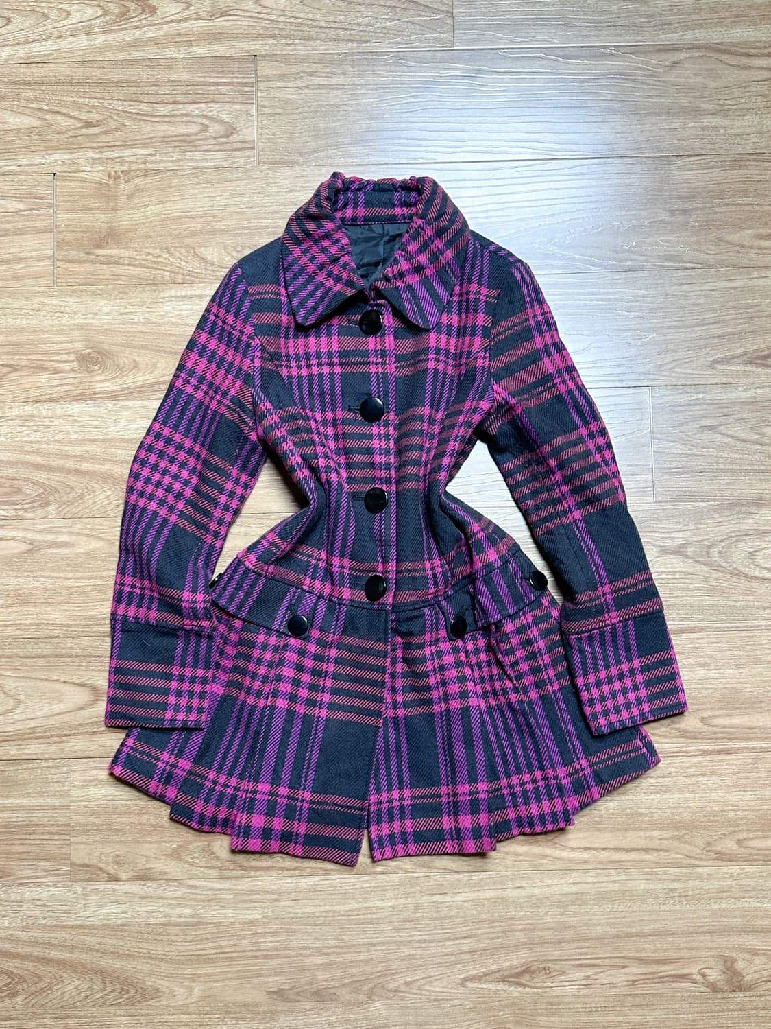 빈티지 체크 플리츠 원피스 코트 히메갸루 로걀 라떼 캐캐체 오네갸루 고딕 상품이미지1