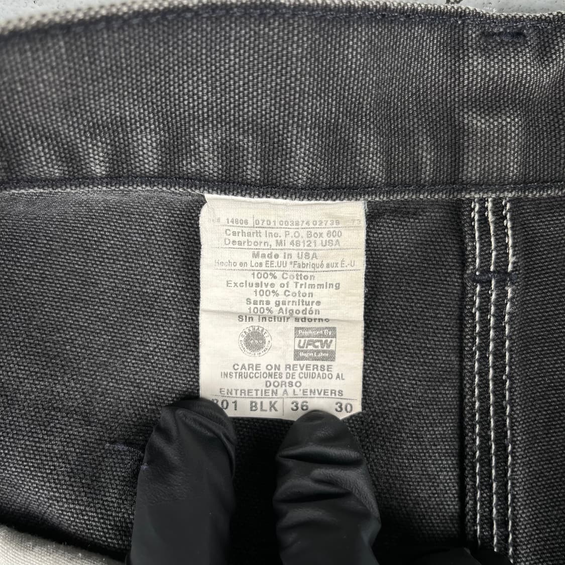 빈티지 칼하트 더블니B01 블랙 그레이 워크팬츠 상품이미지4