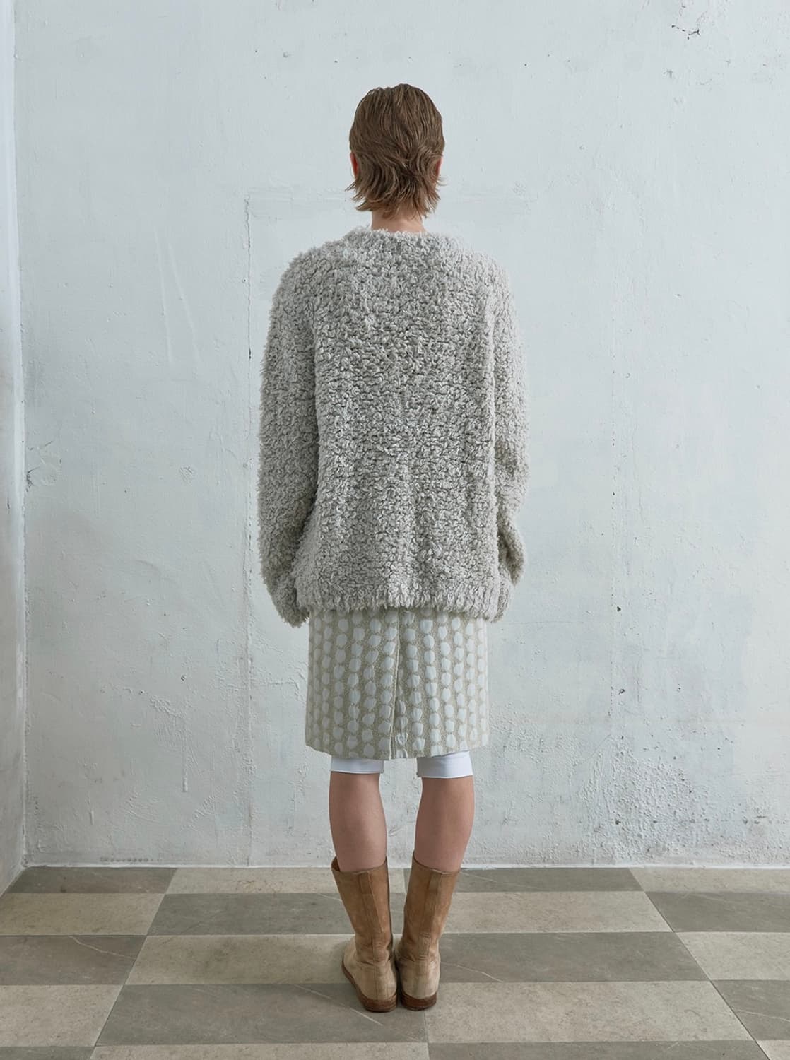 낫띵에브리띵 오버사이즈 퍼지 니트 그레이 아이보리 상품이미지2