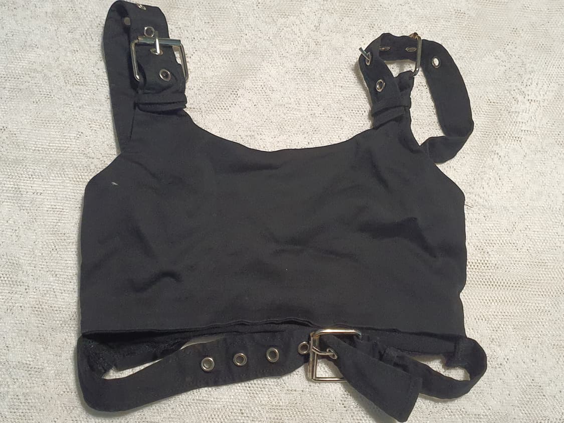 [빈티지] 블랙 버클 크롭 브라탑 상품이미지1