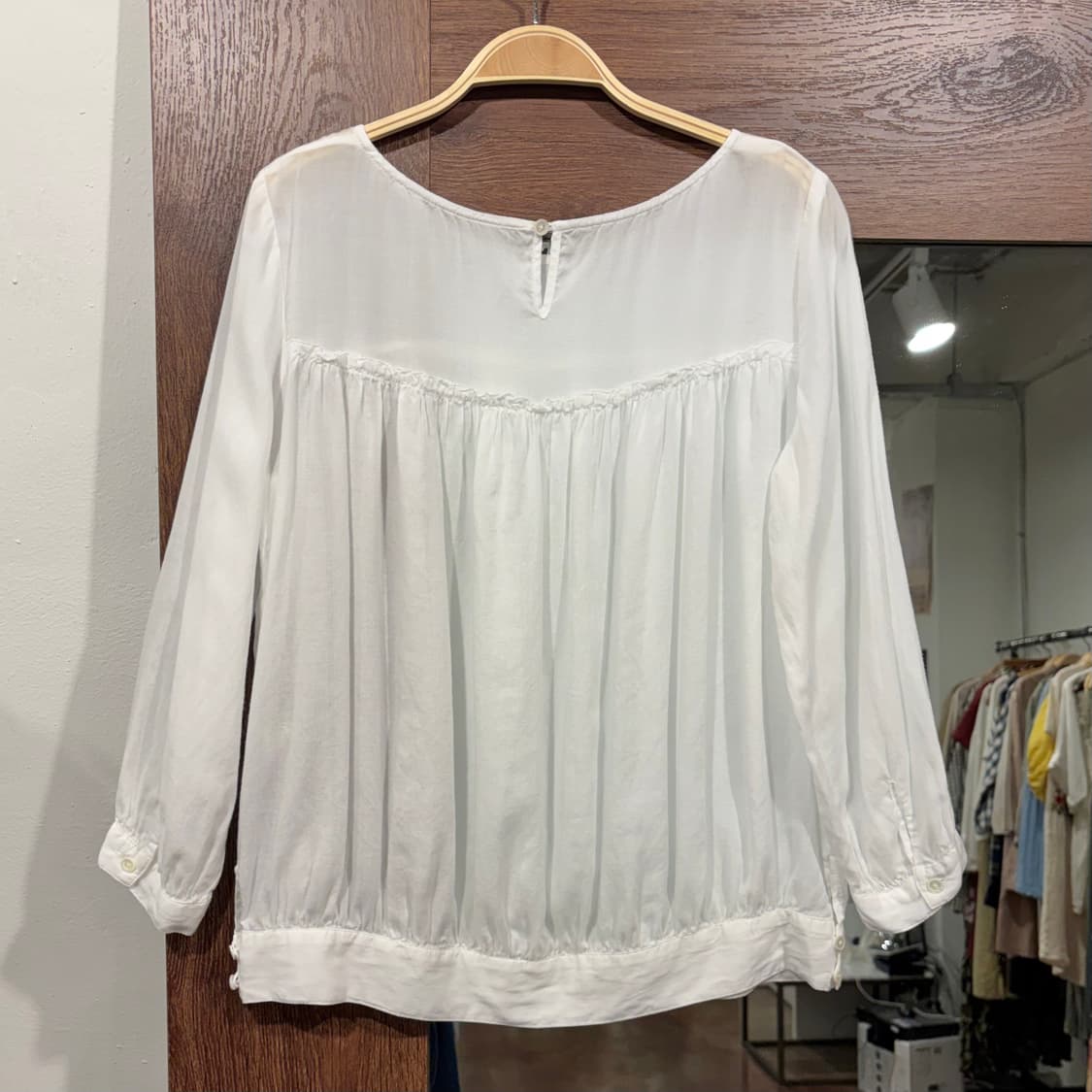 일본 빈티지 화이트 텐셀 블루종 블라우스 상품이미지4