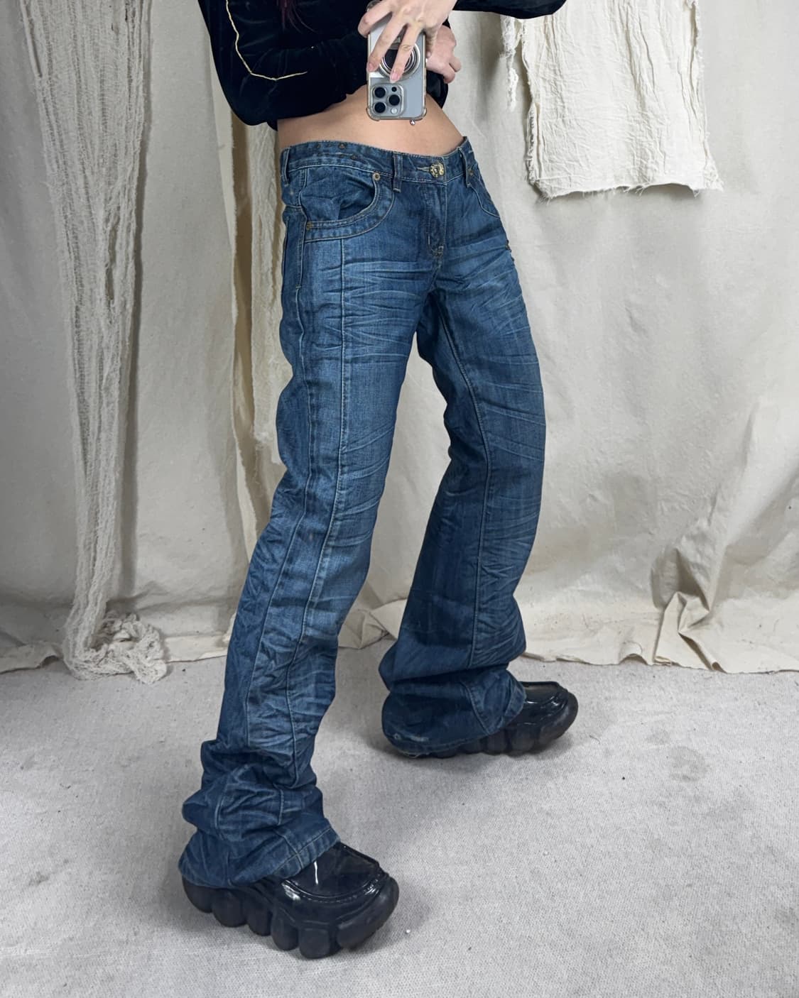 주름 디테일 데님팬츠 상품이미지2