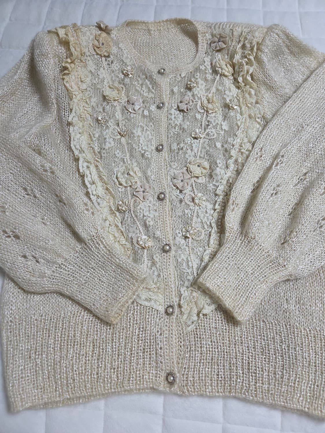 빈티지 모리 페어리 화이트 아이보리 가디건 상품이미지4