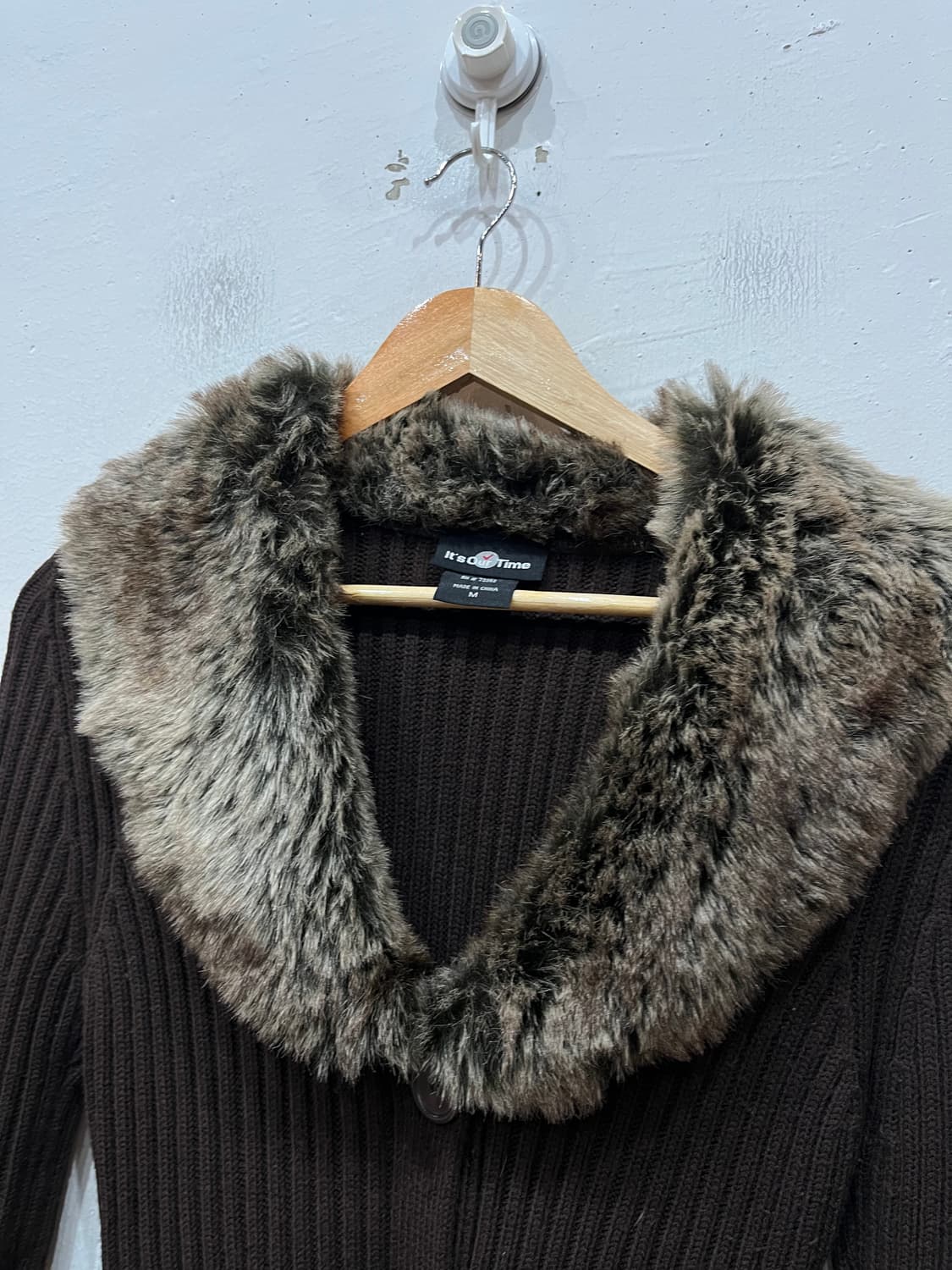 JPN 퍼 골지 모리 롱 가디건 브라운  상품이미지4