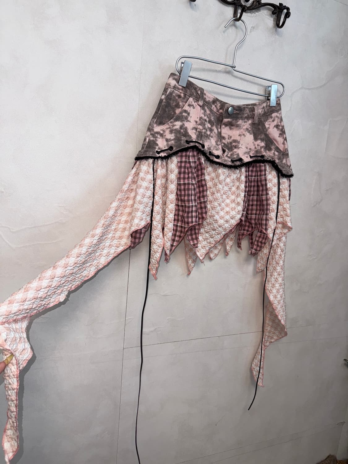 Baby pink tie dye unbalance ruffle sk 상품이미지2