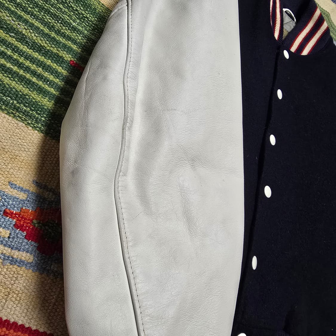빈티지 90년대 골든베어 레더 울 바시티자켓 S 상품이미지2
