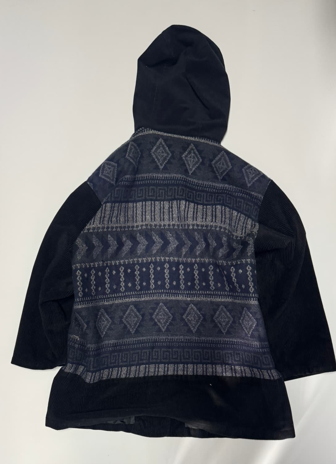 희귀!! 공용 빈티지 패턴 코듀로이 버튼 후드 자켓 L 상품이미지4