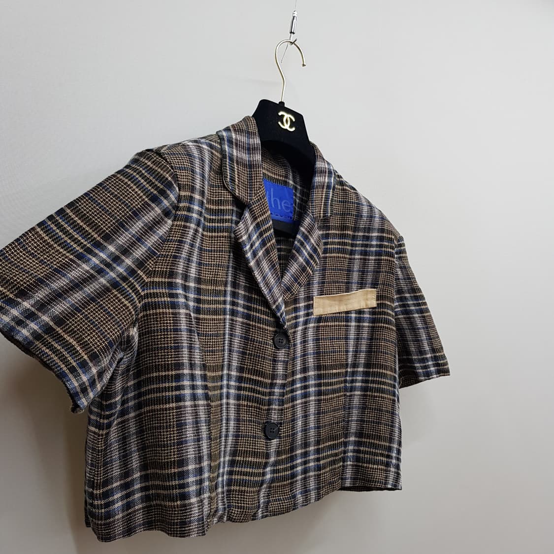 더일마(the ilma) 체크 린넨 크롭 반팔 자켓 F사이즈 상품이미지3