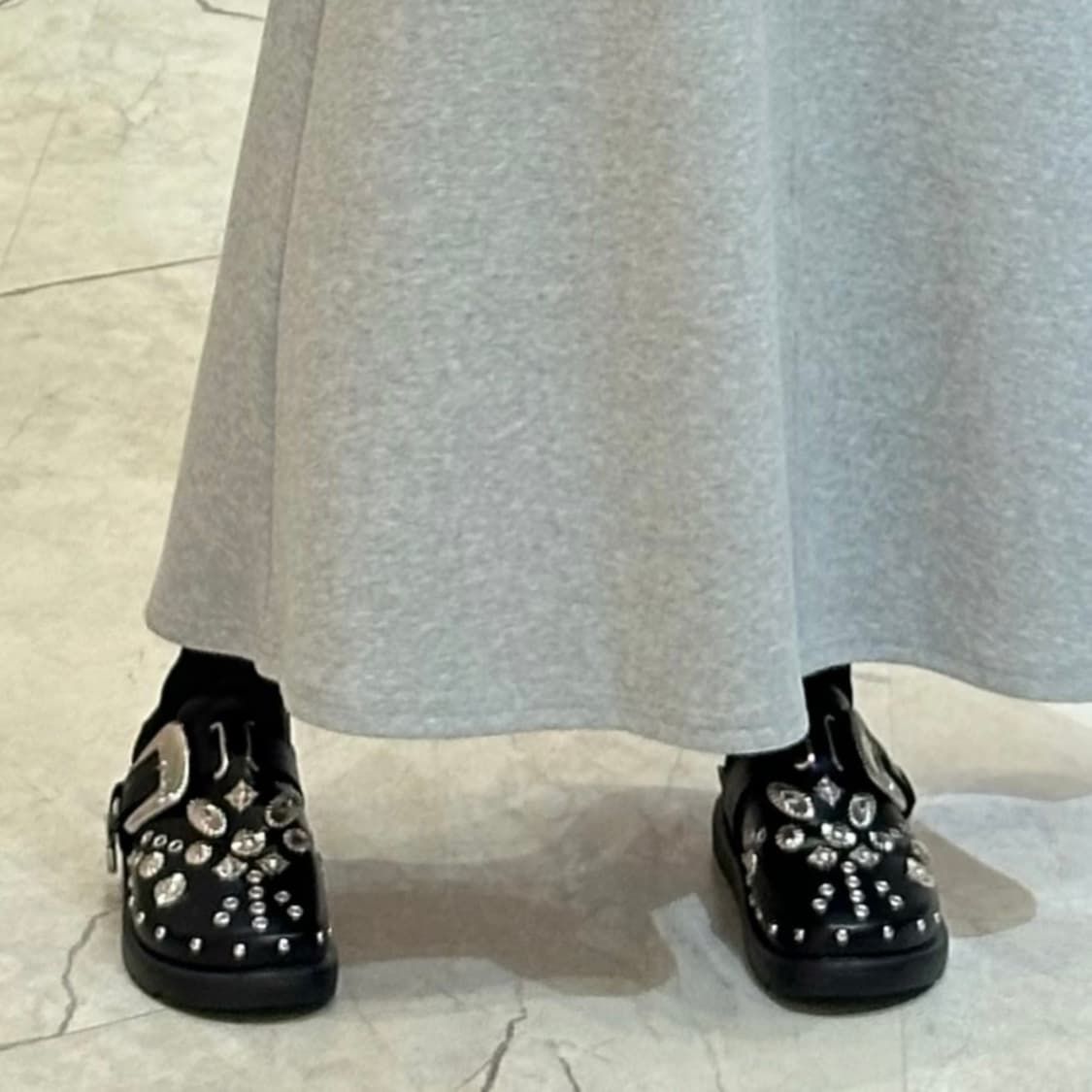 블랙 메탈 클로그 슈즈 유니크 펑크 상품이미지3