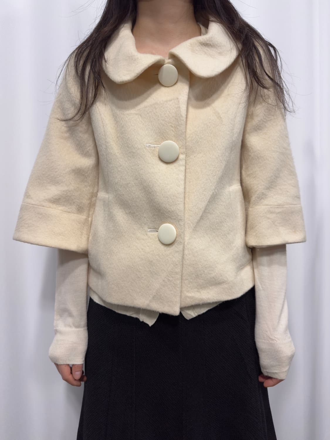 mori ivory button half coat 상품이미지1