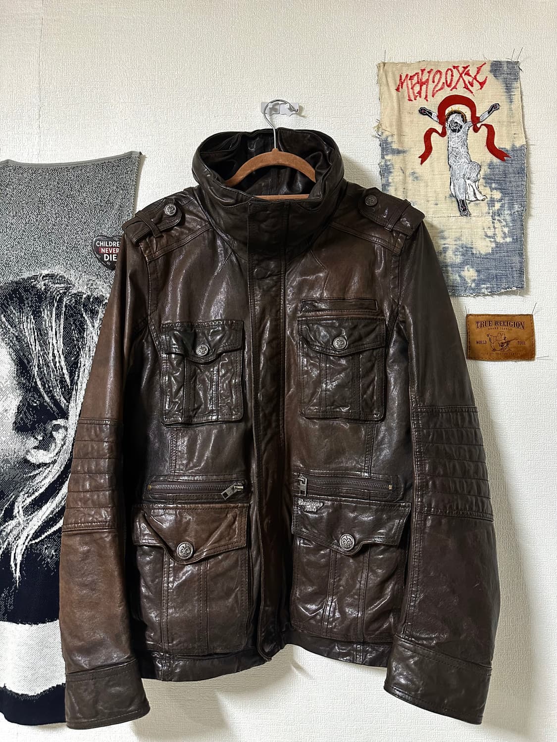 버커루 램스킨 하이넥 빈티지 선페이디드 레더자켓 상품이미지1