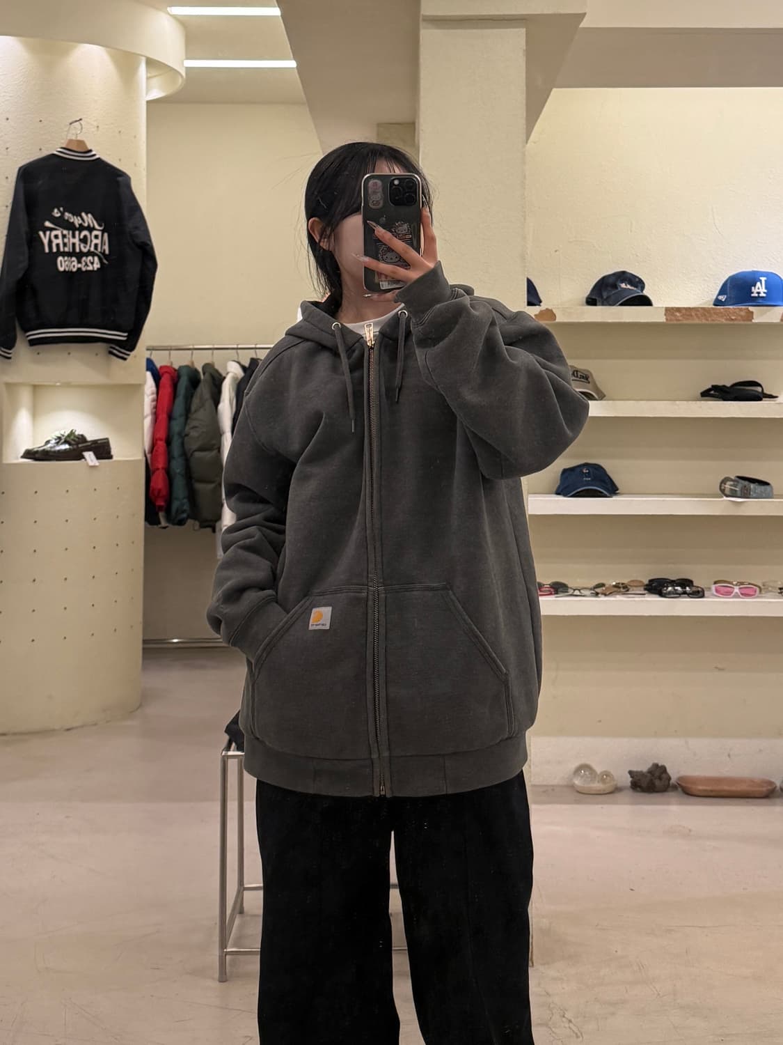 칼하트 집업 후드 워크 후디 차콜 U999 상품이미지1