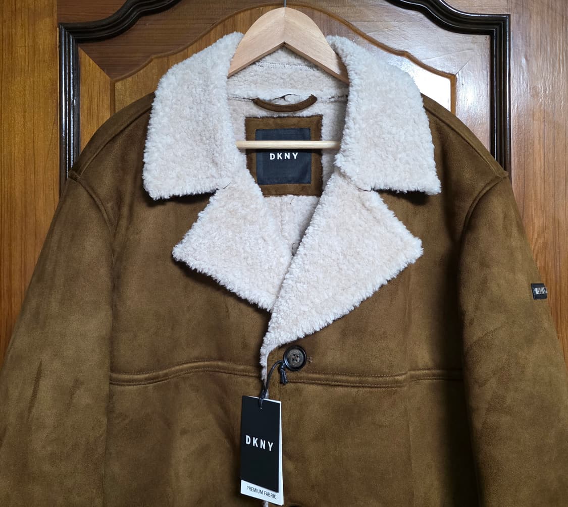 DKNY 프리미엄 비건 무스탕 XL 새상품 브라운 합피 코트 자켓 물세탁 상품이미지5