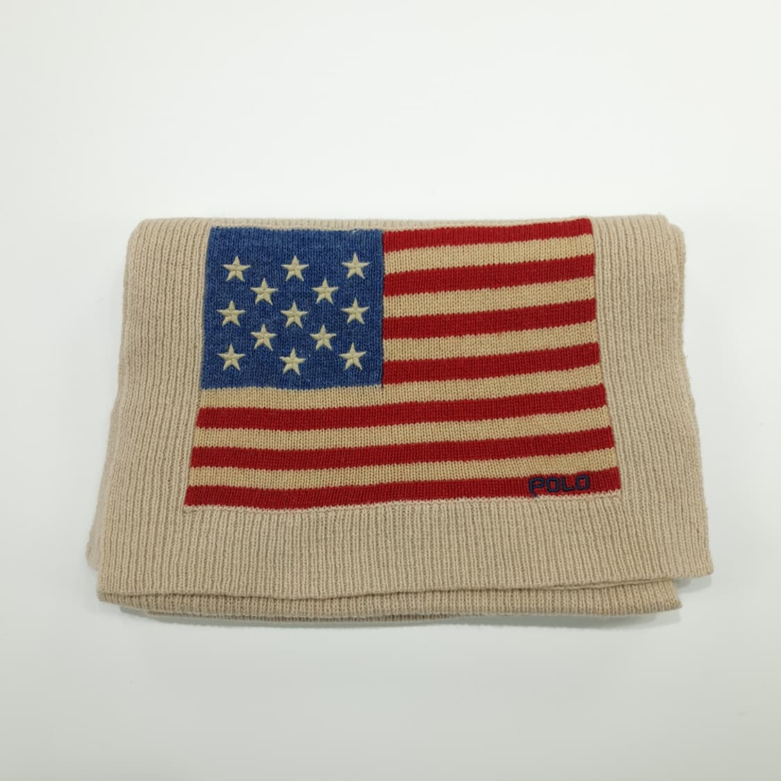 MX319 폴로 랄프로렌 아이보리 성조기 니트 목도리 머플러 상품이미지7