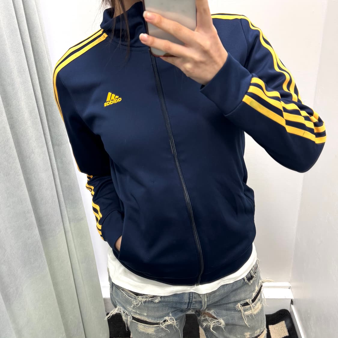 아디다스 클리마라이트 네이비 옐로우 트랙탑 져지 상품이미지3