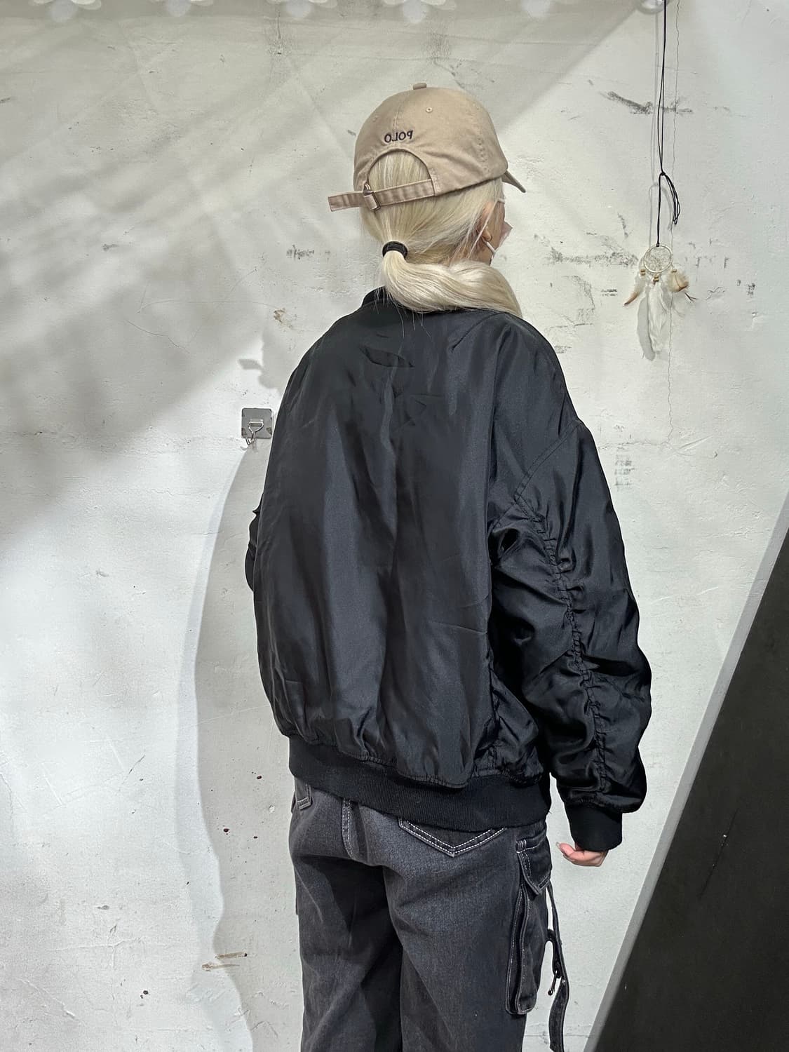 일본 빈티지 COLZA 블랙 자수 스카잔 봄버 항공 잠바 L 상품이미지3