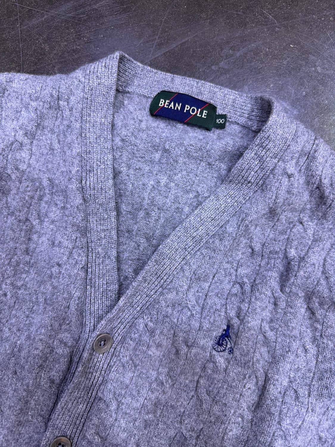 빈폴 케이블 꽈배기 울 니트 가디건 그레이 100 상품이미지3