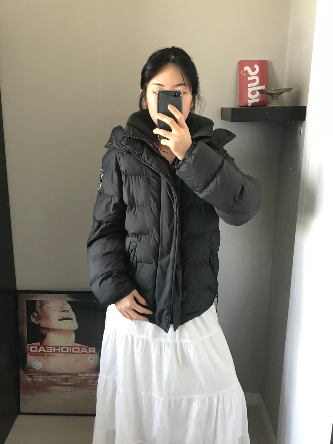 아베크롬비 소매 패치로고 연그레이 숏패딩 상품이미지3