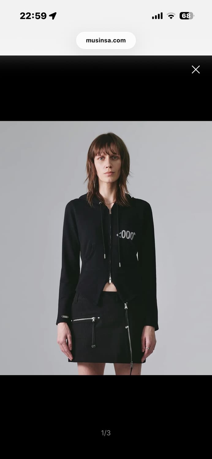 나체 슬림핏 후드집업 블랙 상품이미지1