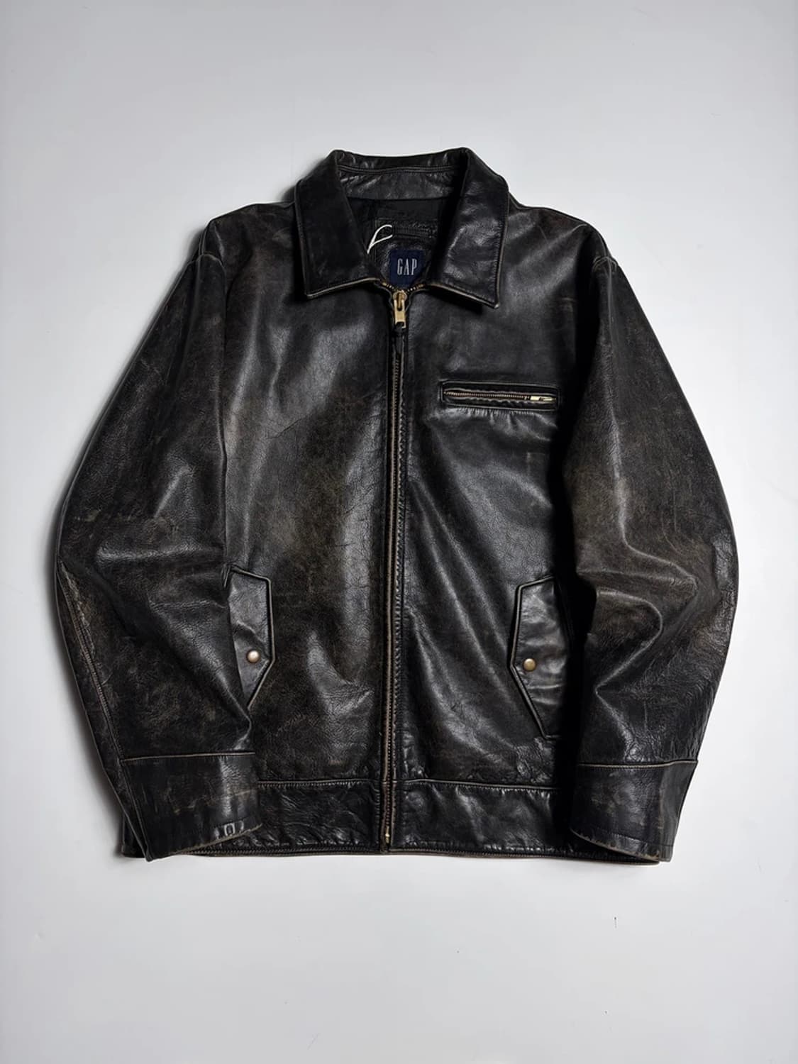 갭 OLD GAP 00's 에이징 소가죽 라이더 자켓 R1329 상품이미지1