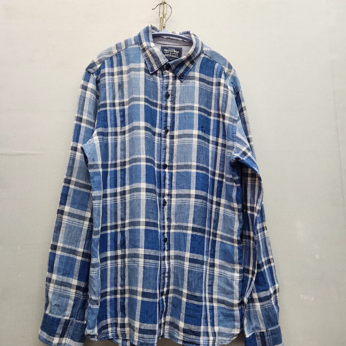 헤지스 로고 린넨100% 체크 셔츠 105(L) 상품이미지1