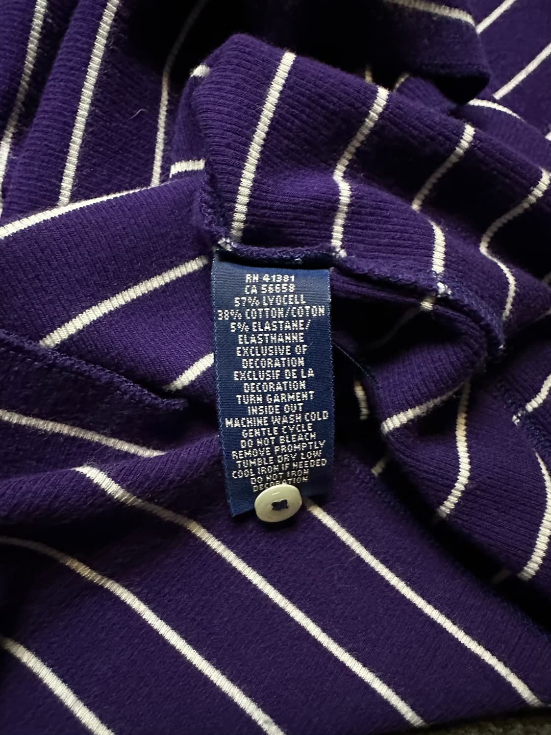 랄프로렌 퍼플 단가라 헨리넥 긴팔티 XL 상품이미지4