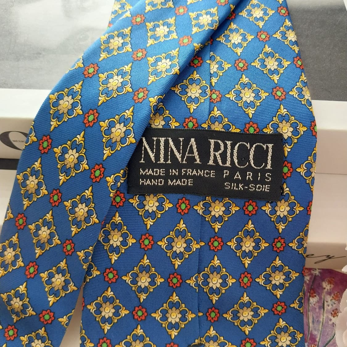 니나리치 실크 블루 모자이크 패턴 넥타이 10.2cm A+등급 K1302 상품이미지5