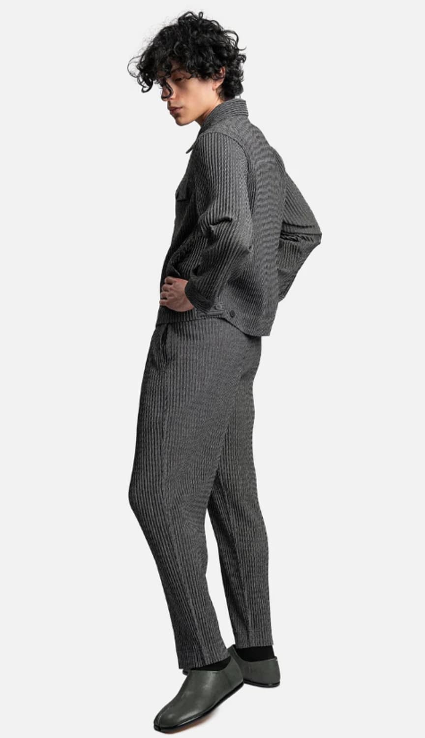 옴므플리세22fw 지퍼 체인 플리츠 셋업 블랙 (트러커모델) 상품이미지2