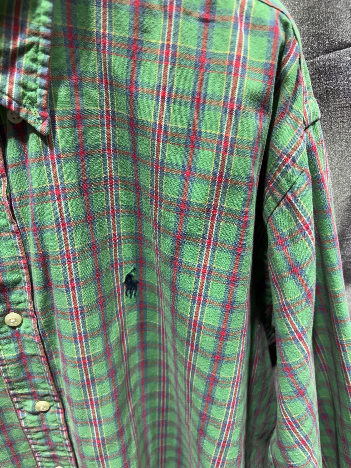 L 폴로랄프로렌 퍼플체크 그린 셔츠 상품이미지4