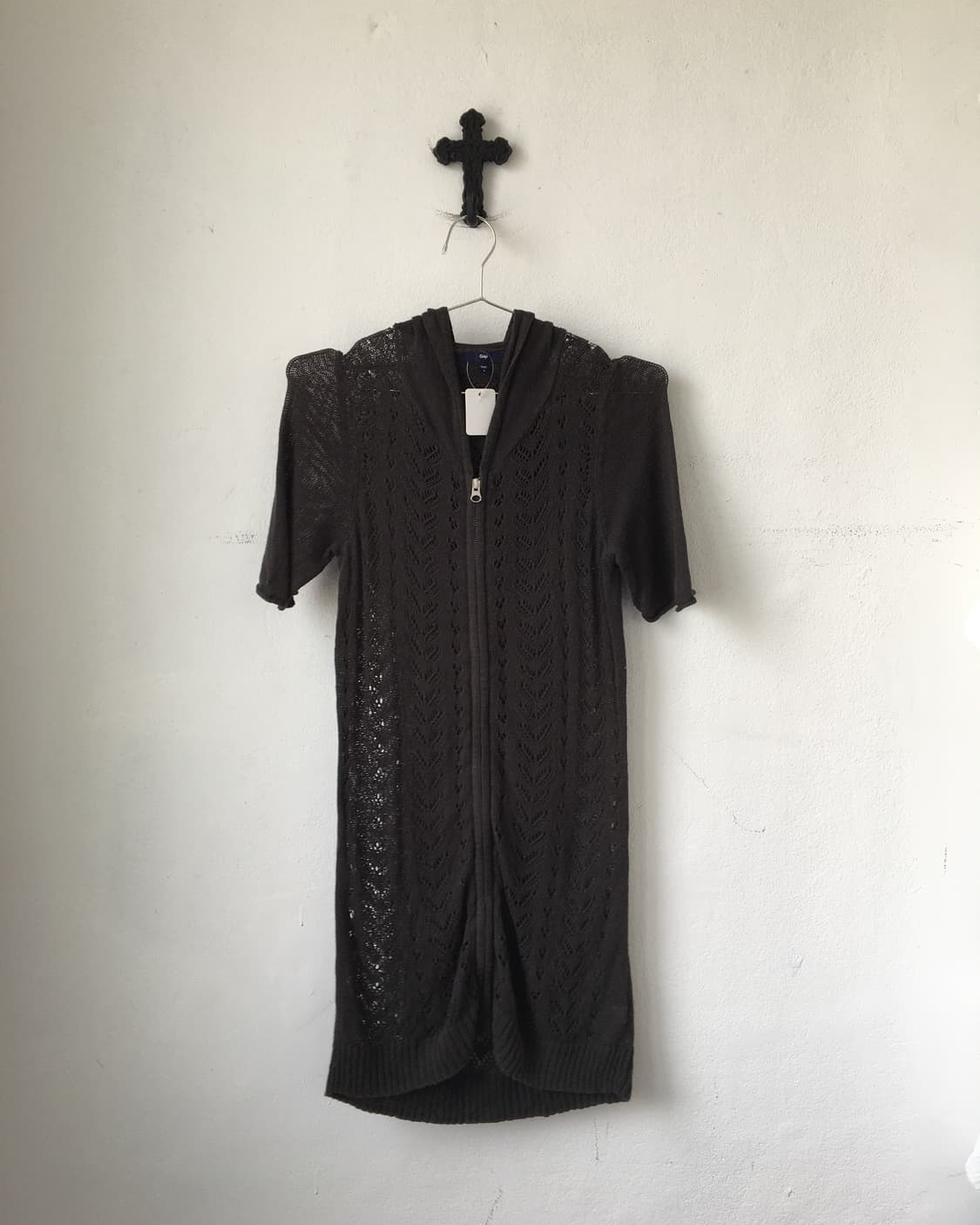 Punching pattern knit hood zip up 상품이미지2