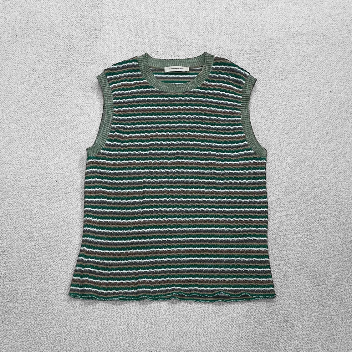 앤더슨벨 에스닉 멀티 스트라이프 슬리브리스 니트 베스트 상품이미지1