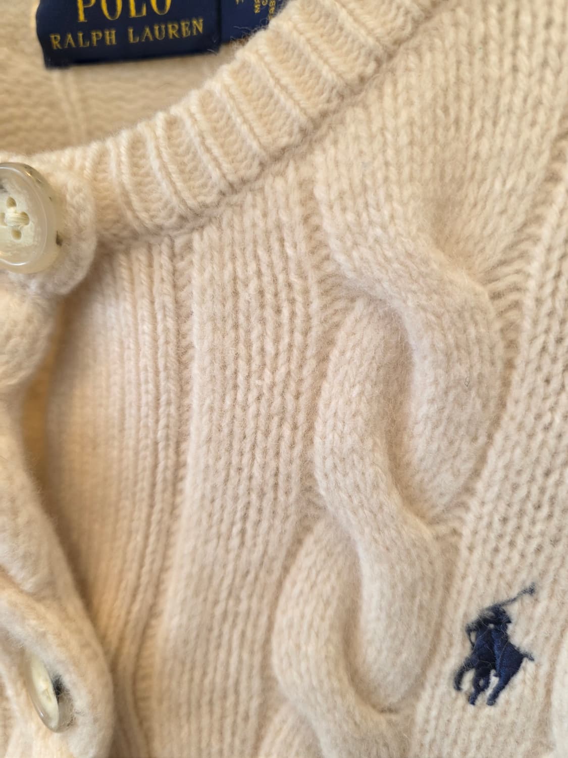 폴로 랄프로렌 울 캐시미어 아이보리 가디건 M 상품이미지6