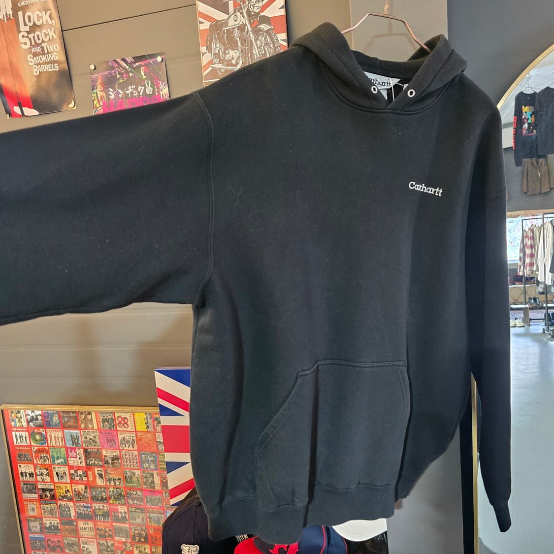 칼하트 후드티 블랙 미니로고 오버핏 헤비코튼 후디 상품이미지4