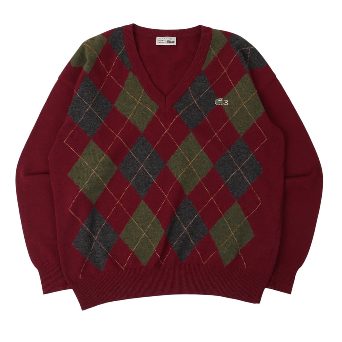 라코스테 레드 아가일 브이넥 니트 상품이미지1