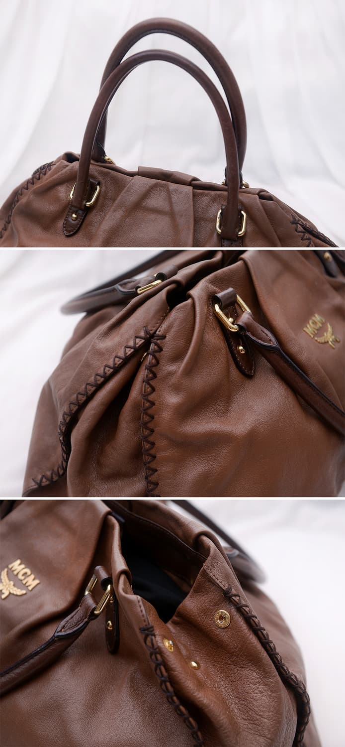MCM 브라운 카프스킨 셔링 레더 토트백.보스턴백 상품이미지7