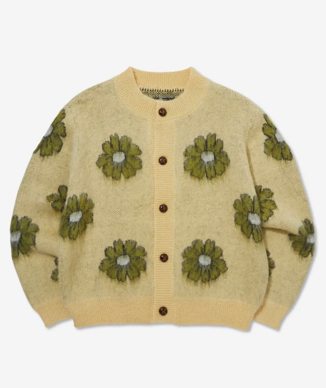 펜필드 모헤어 브러쉬 꽃 패턴롱슬리브 가디건 옐로우 상품이미지1