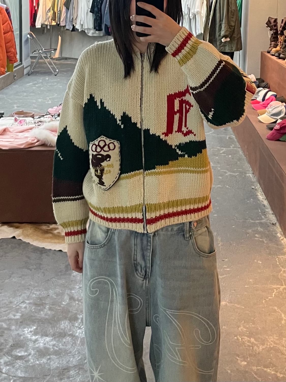 아츠키 오니시 코위찬 니트 집업 자켓 H1885 상품이미지1