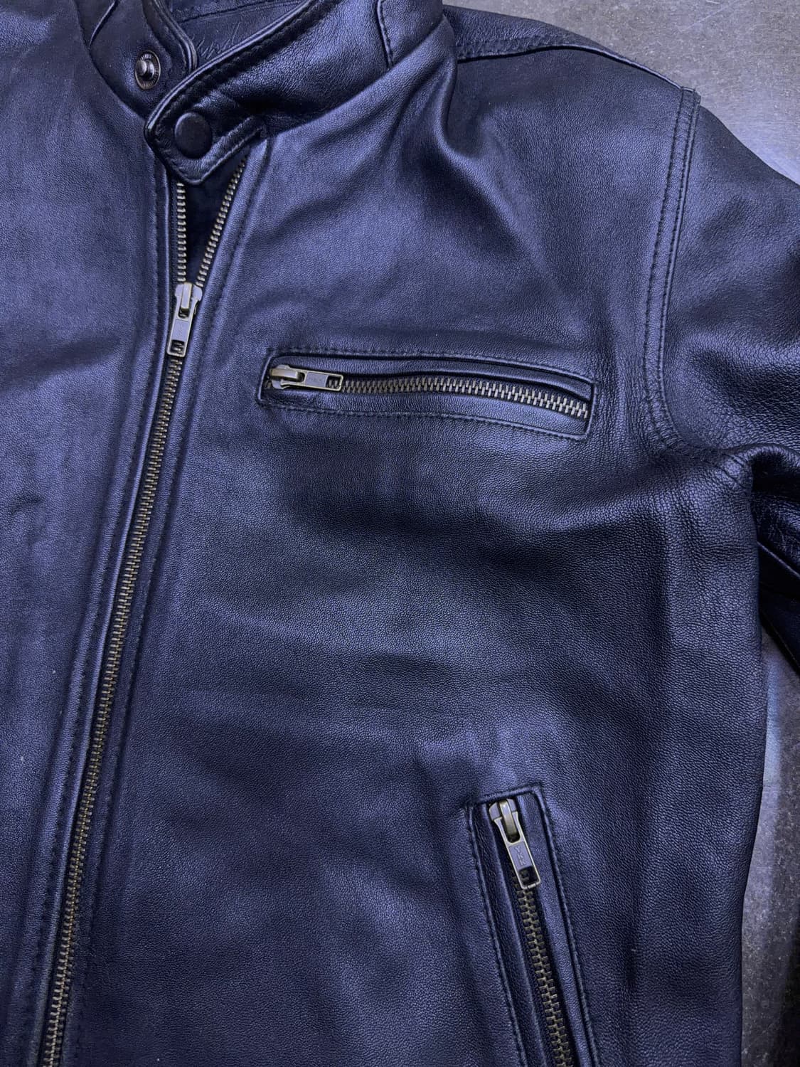 빈티지 양가죽 싱글 라이더자켓 블랙 레더 M 상품이미지4