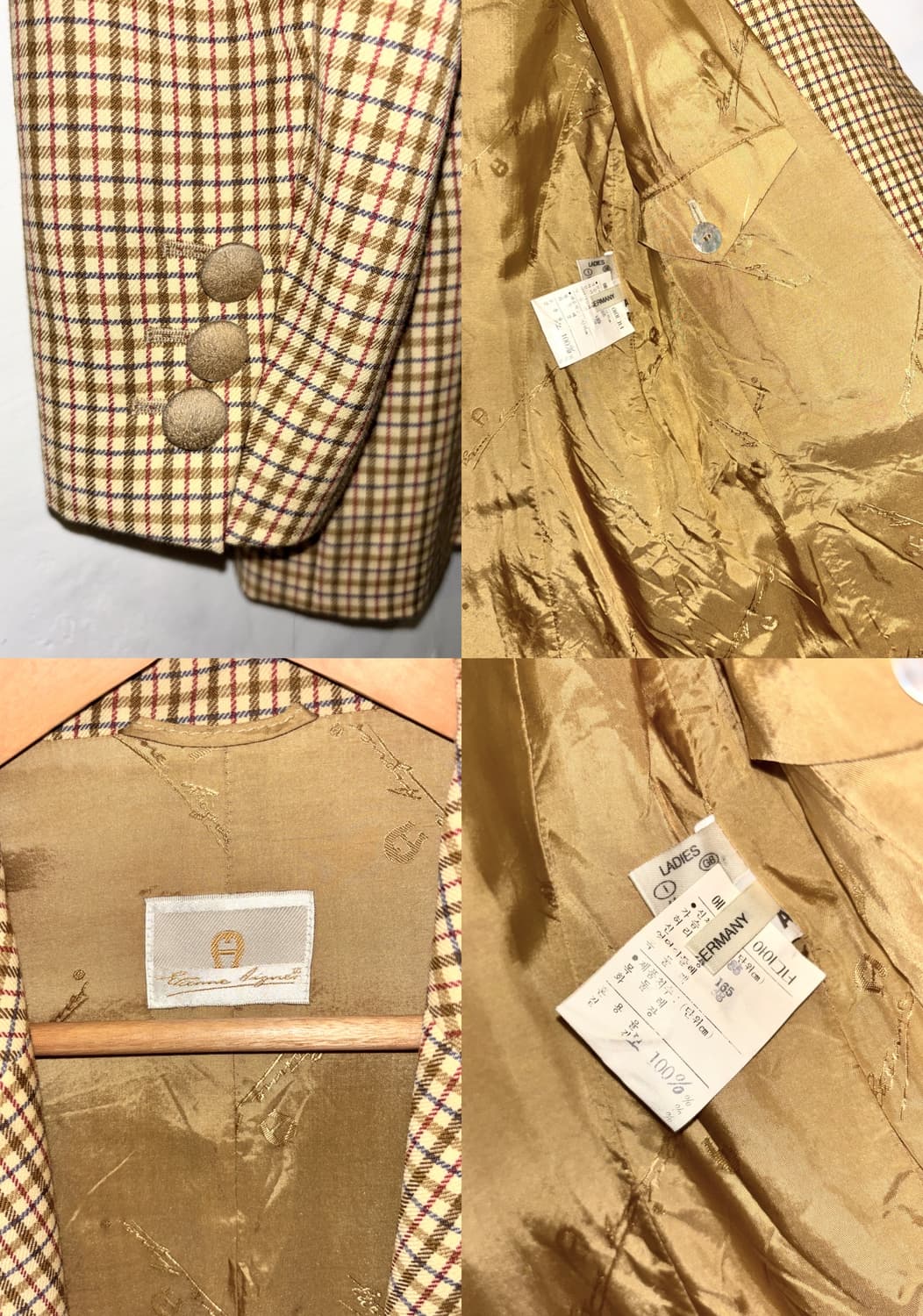 Aigner 클래식 체크 울 자켓 / Beige 상품이미지8