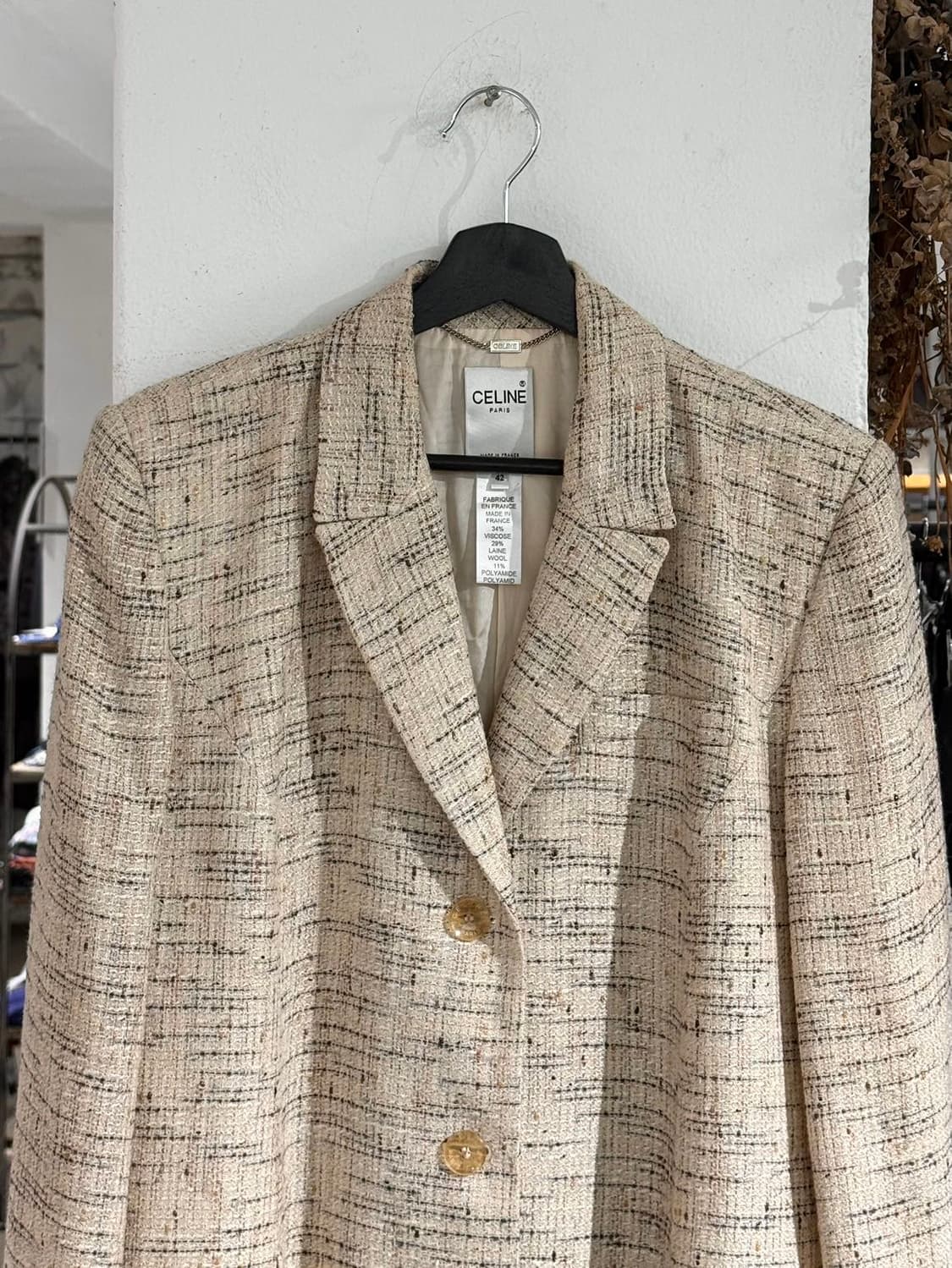 셀린느 베이지 트위드 레인 울 블렌드 블레이저 자켓 상품이미지4