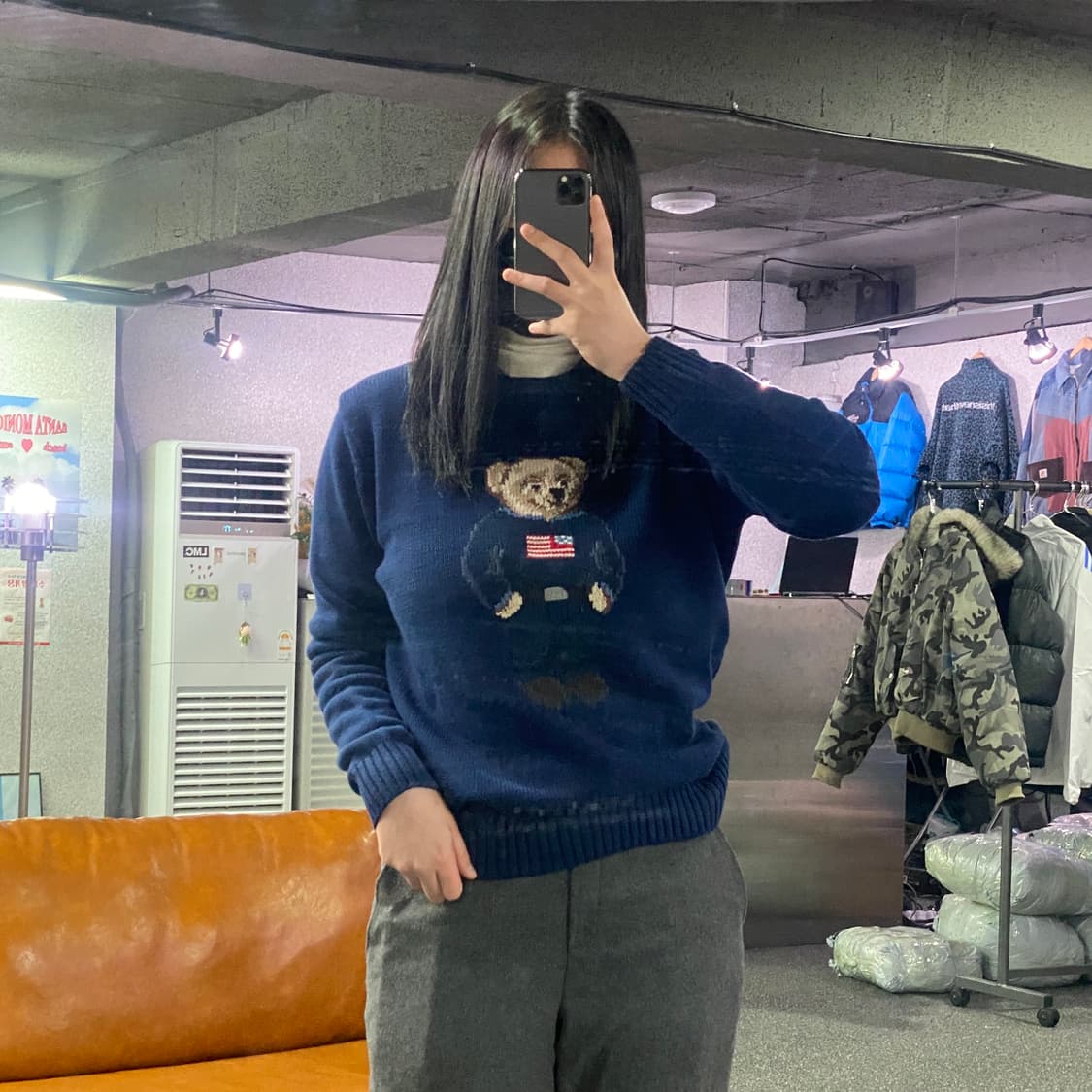 폴로랄프로렌 곰돌이 베어 네이비 성조기 니트 B3757  상품이미지1