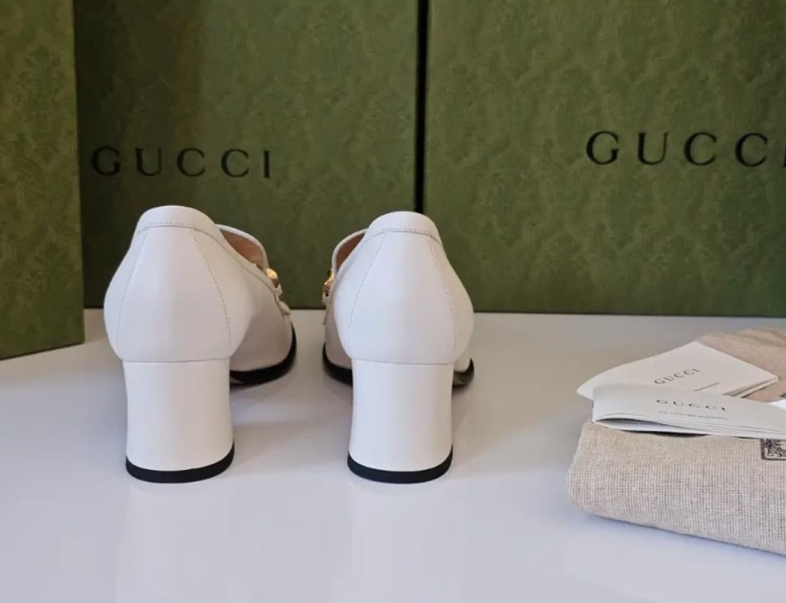 [새상품급,풀구성] 구찌 마몽 더블G 화이트 골드 펌프스 로퍼 230 상품이미지3