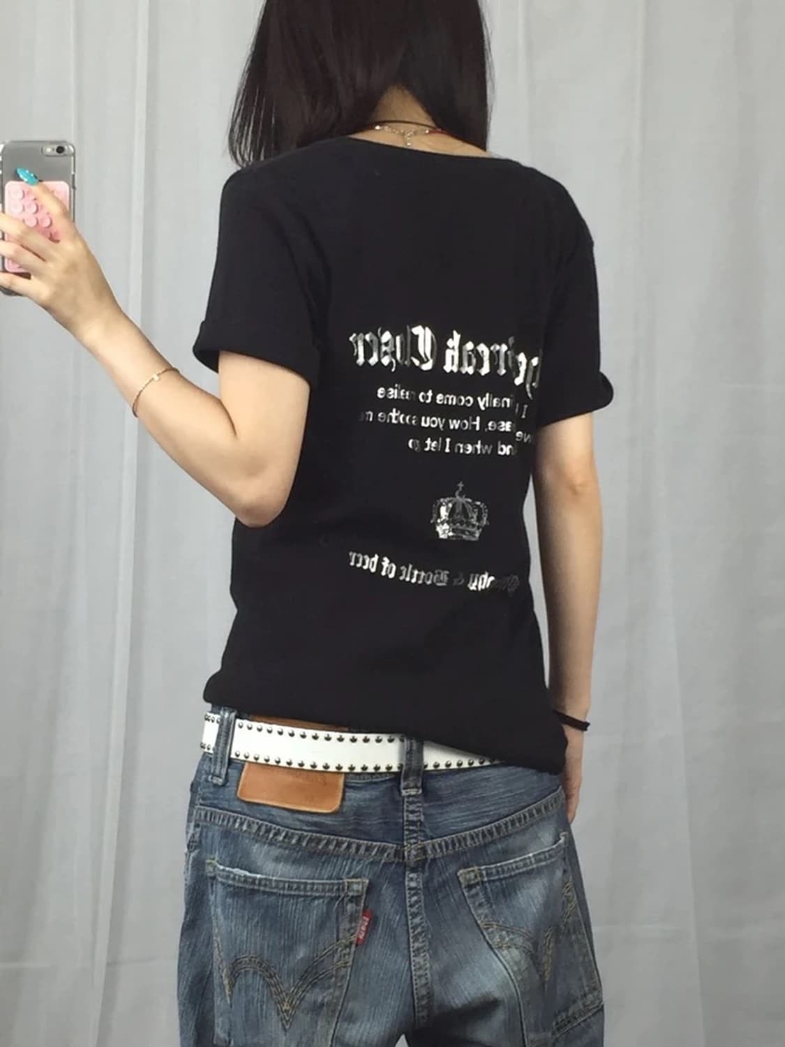 JPN Y2K Gothic V Neck Graphic Tee 상품이미지2