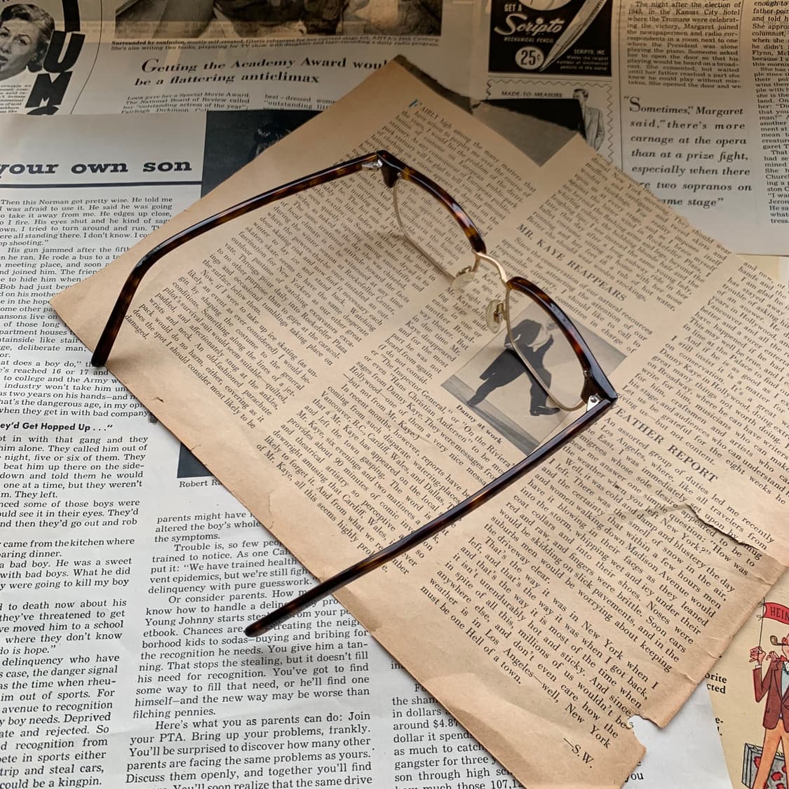 [픽키-716] 데드스탁 남녀공용 호피 하금테 골드 사각 빈티지안경 상품이미지8