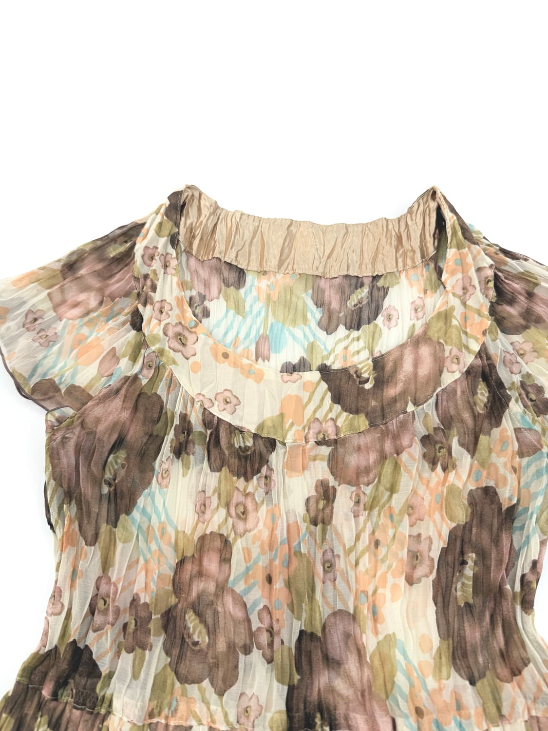 빈티지 플러워 시스루 프릴 레이어드 원피스 상품이미지4